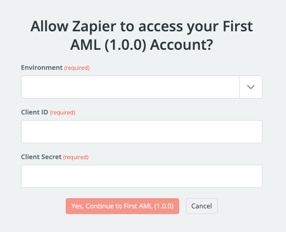 First AML API credentials