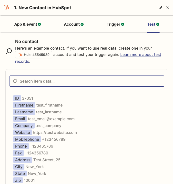 Hubspot output data